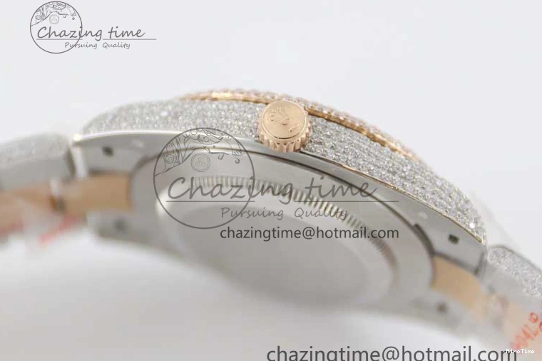 MiroTime 0601 Datejust 41 SS RG Full Diamonds TWF 1:1 Best Edition Diamonds Stick Markers Dial on Bracelet A Refined 2400